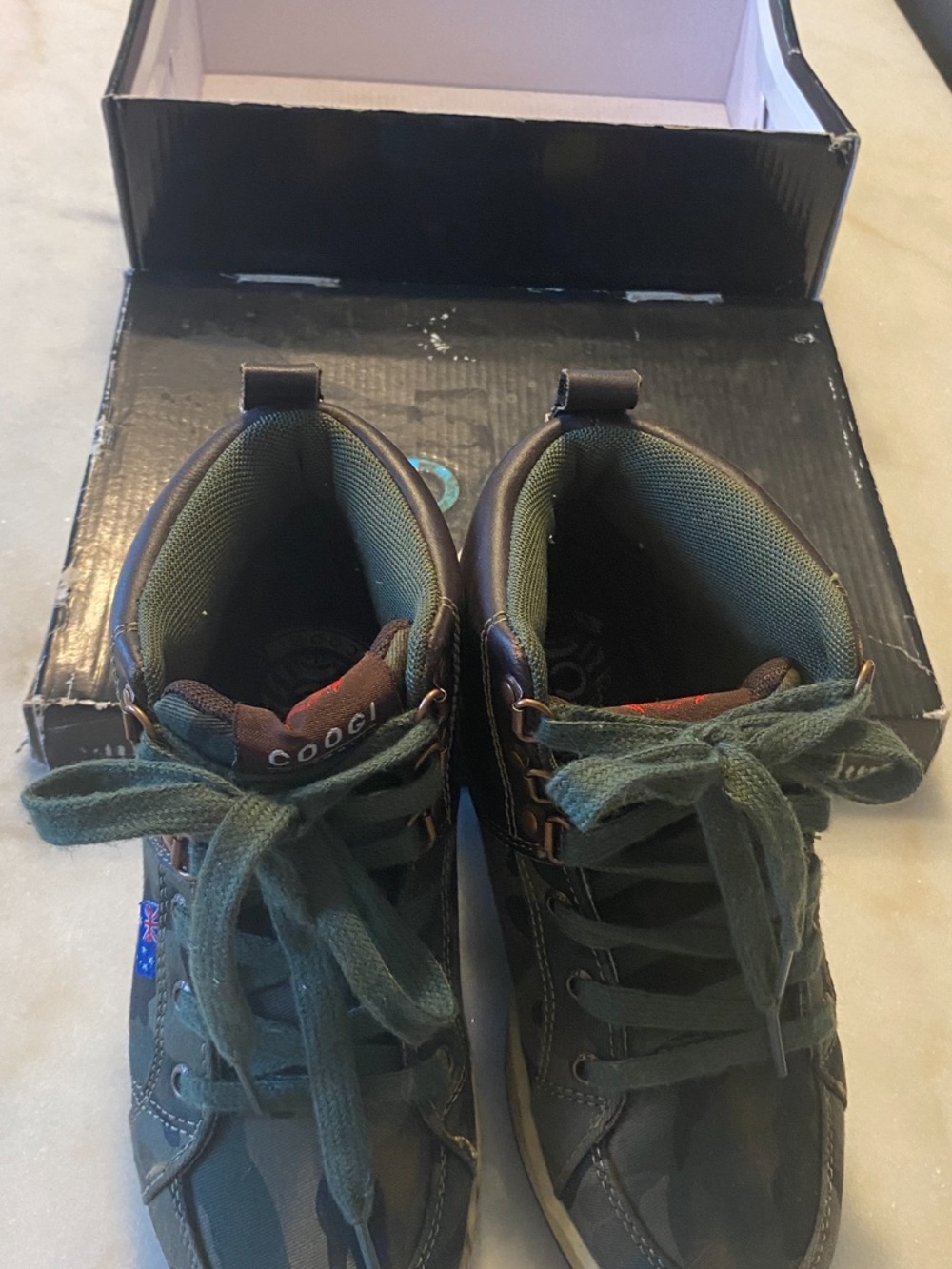COOGI Kids’s Olive Green High-Top Sneakers with Brown Trim